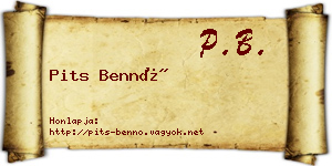 Pits Bennó névjegykártya